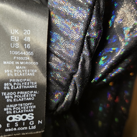 Asos Curve Women's Black Iridescent Colorful Straight Pants Size 16 Flare 31L - Picture 12 of 12